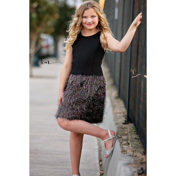 NEW Zoe Ltd Color War Roxi Neon Sparkly Flutter Mesh Skirt Tween Dress 14 16